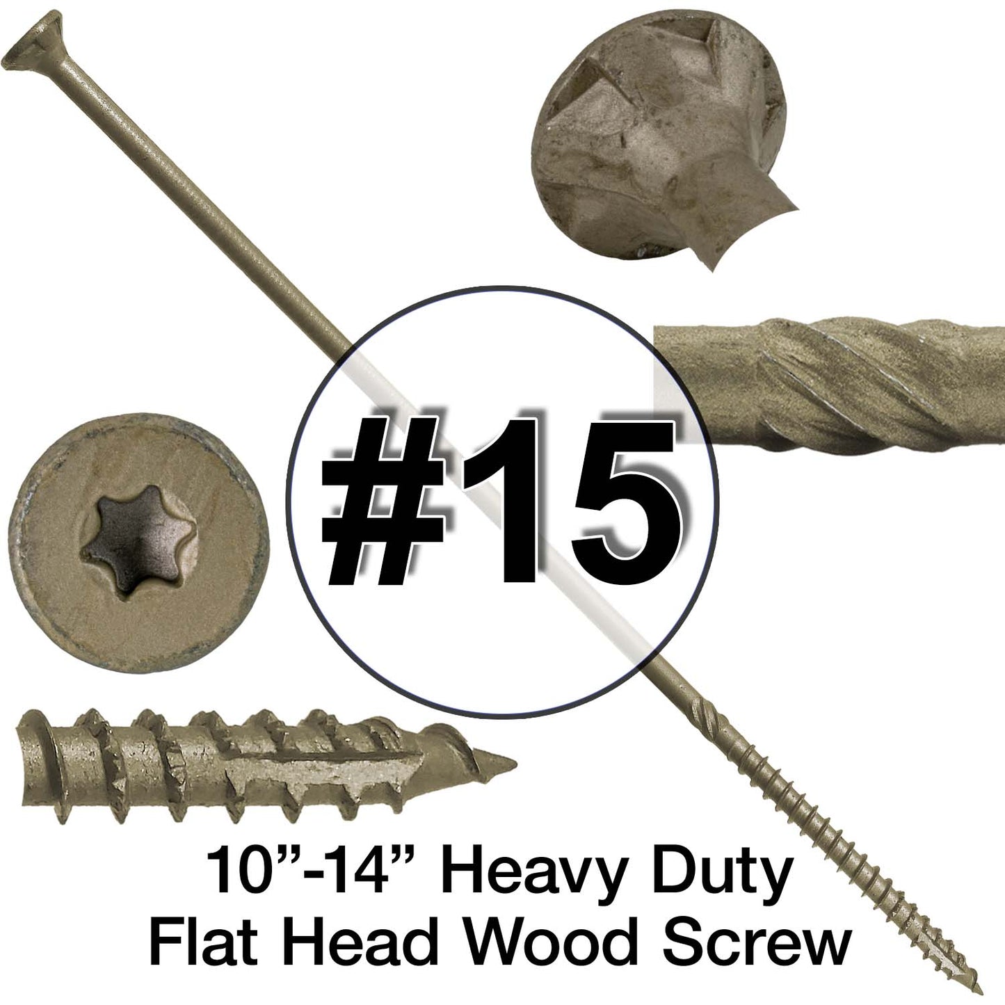 #15 Exterior Coated Wood Screws - Extra Long Bronze Wood Screw with Torx/Star Drive Head - Multipurpose Torx/Star Drive Wood Screws