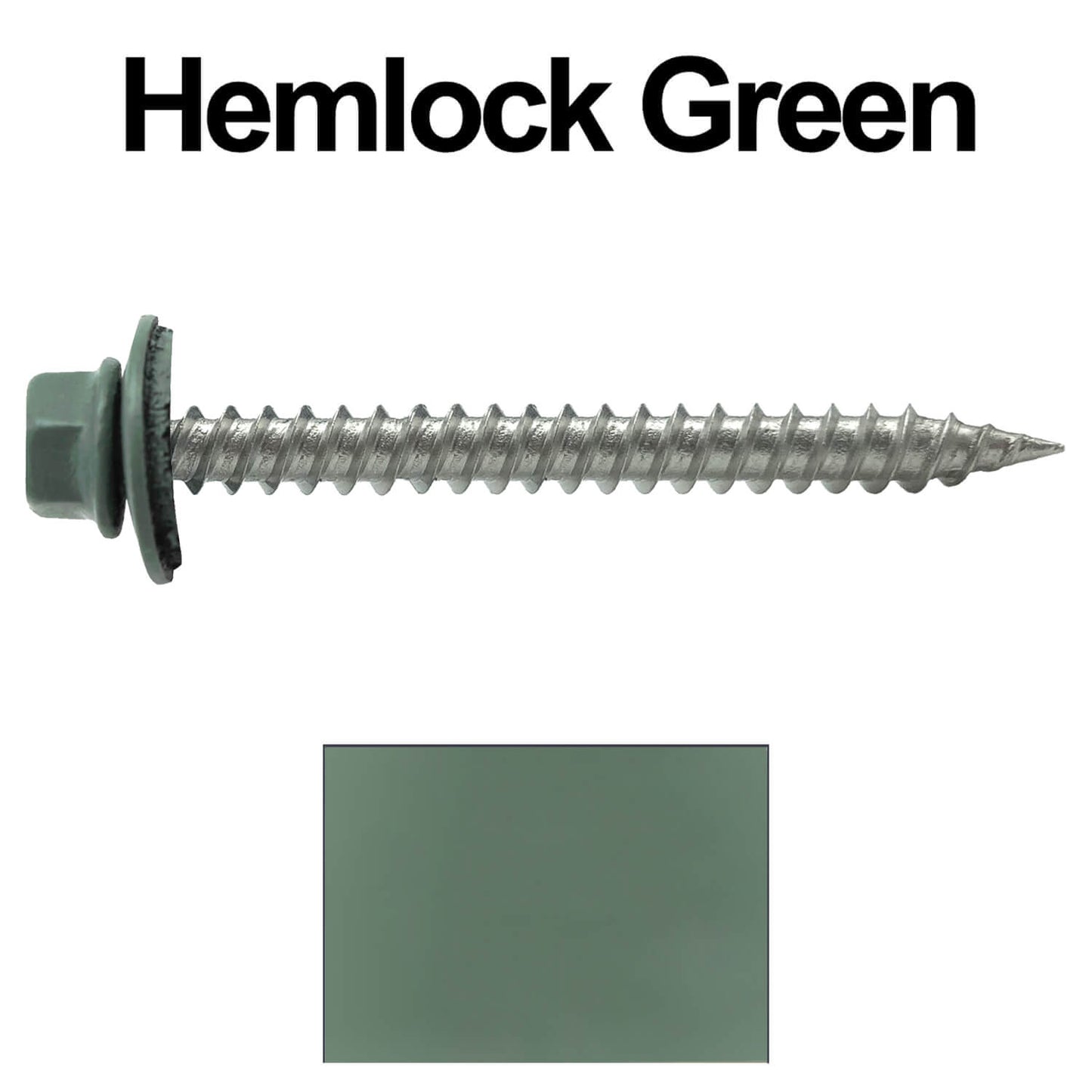 #9 x 2" Stainless Steel Metal Roofing Screws - Hex Washer Head - Self-Piercing (SP) tip metal to wood. EPDM washer. Colored head.