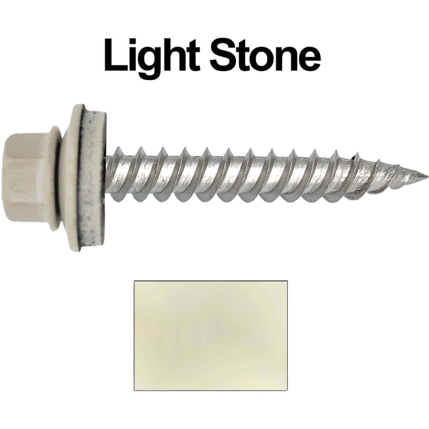 12 x 1-1/2" Stainless Steel Metal Roofing Screw - Hex Washer Head - Self starting/self tapping - EPDM washer. Colored head.