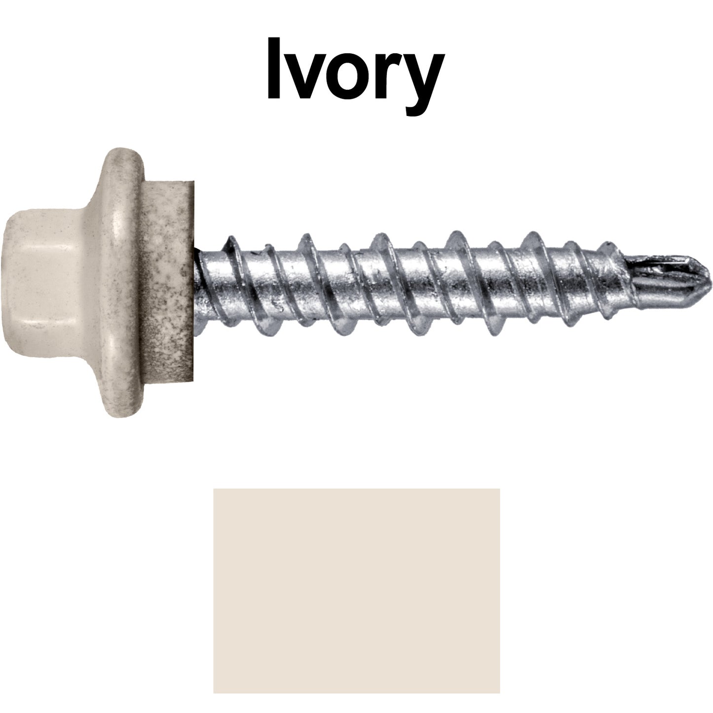 #10 x 1" Stainless Steel Mini Driller Sheet Metal Roofing Screw - Hex Washer Cap - Self starting metal to wood siding screws - EPDM washer. Colored Head.