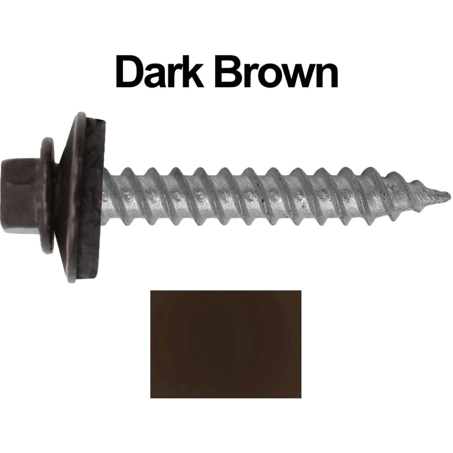12 x 1-1/2" Metal ROOFING SCREWS - Hex Washer Head - Self starting/self tapping - EPDM washer. Colored head.