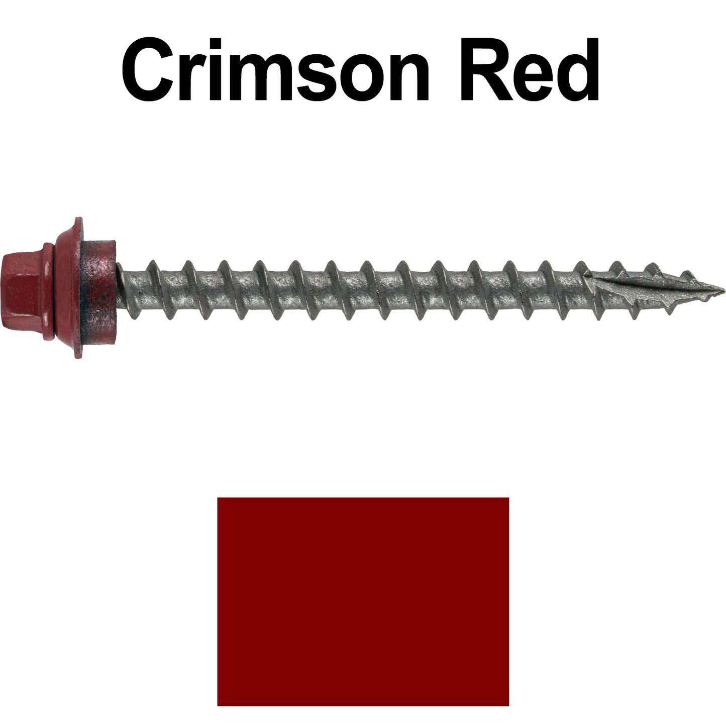 12 X 2-1/2" Metal Roofing Screws For OSB and Plywood - Galvanized Metal to Wood Type 17 Tip - 1/4" Hex Head - Assembled EPDM Washer