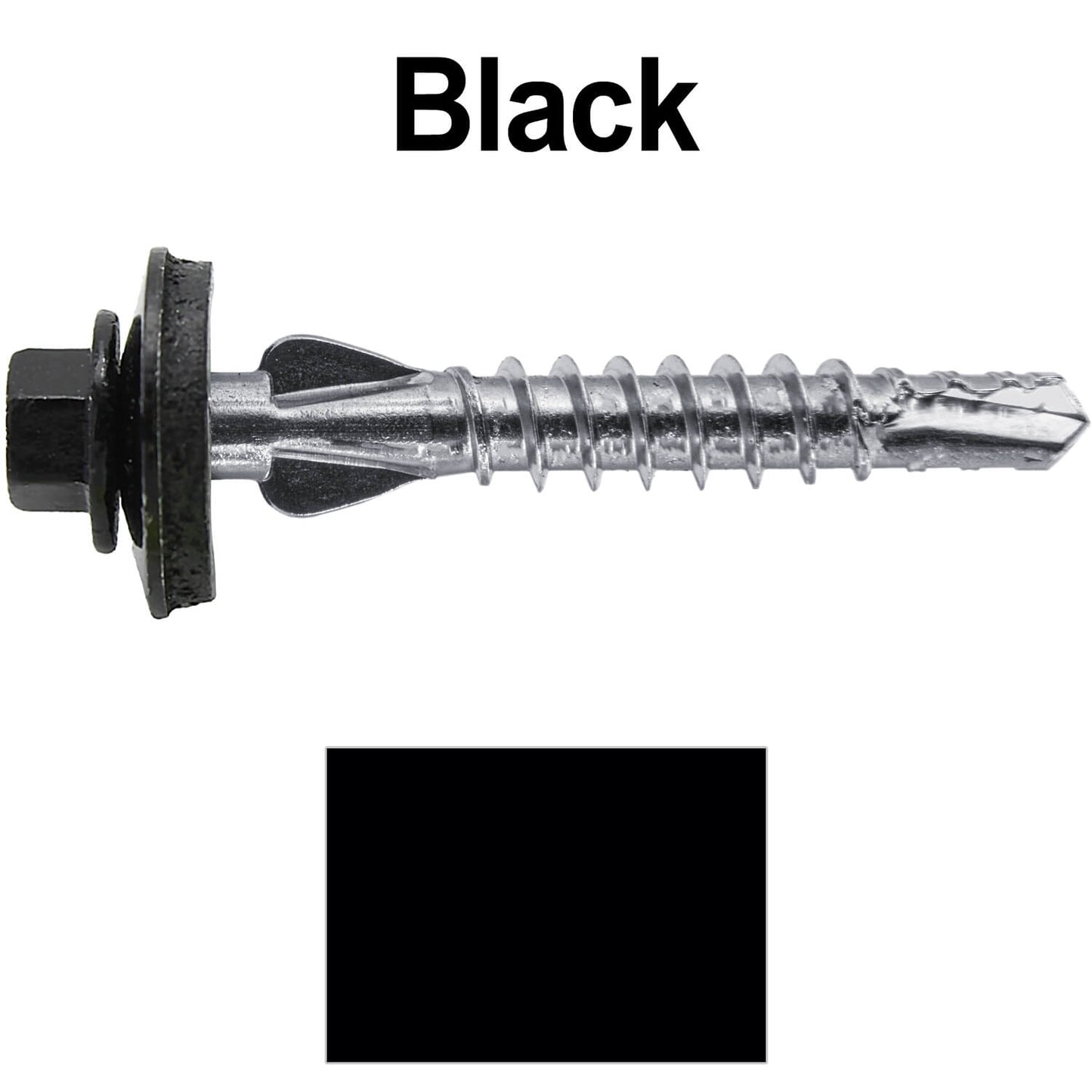 12 X 1-1/2" PFP STAINLESS STEEL Fastener - 1/4" Washer Hex Head - #3 Drill Point Tip - For Polycarbonite, Fiberglass and PVC sheeting. Colored head.