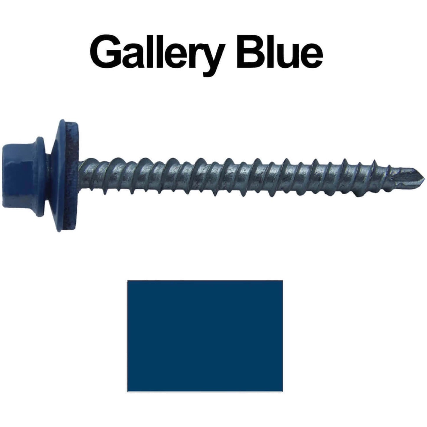 10 x 2" - Mini Driller Sheet Metal Roofing Screw - Hex Washer Head - Self starting metal to wood siding screws. EPDM washer. Colored head.