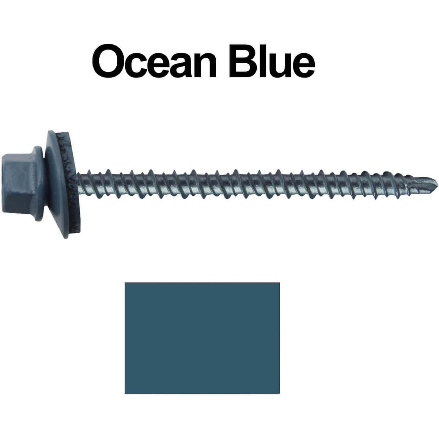 #10 x 3" Mini Driller Sheet Metal Roofing Screw - Hex Washer Head - Self starting metal to wood siding screws. EPDM washer. Colored head.