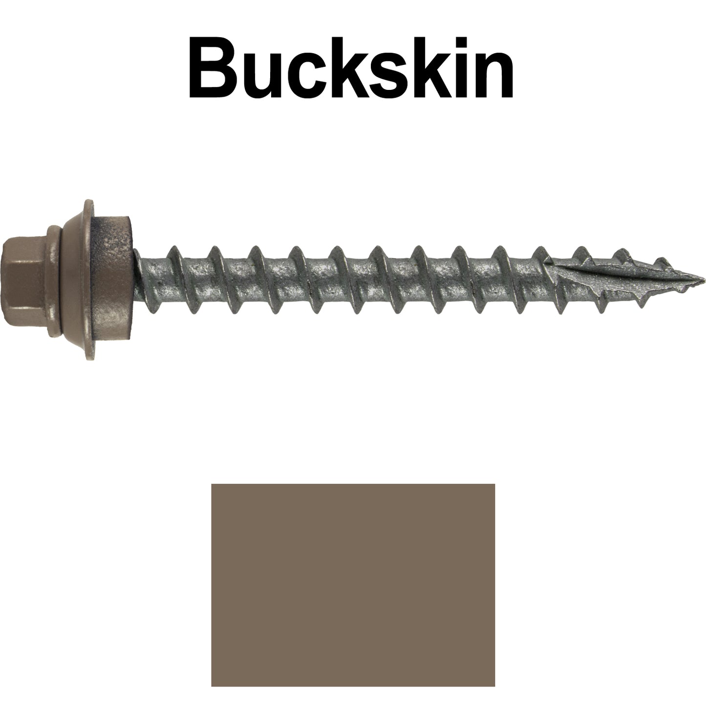 12 X 2" Metal Roofing Screws For OSB and Plywood - Galvanized Metal to Wood Type 17 Tip - 1/4" Hex Head - Assembled EPDM Washer