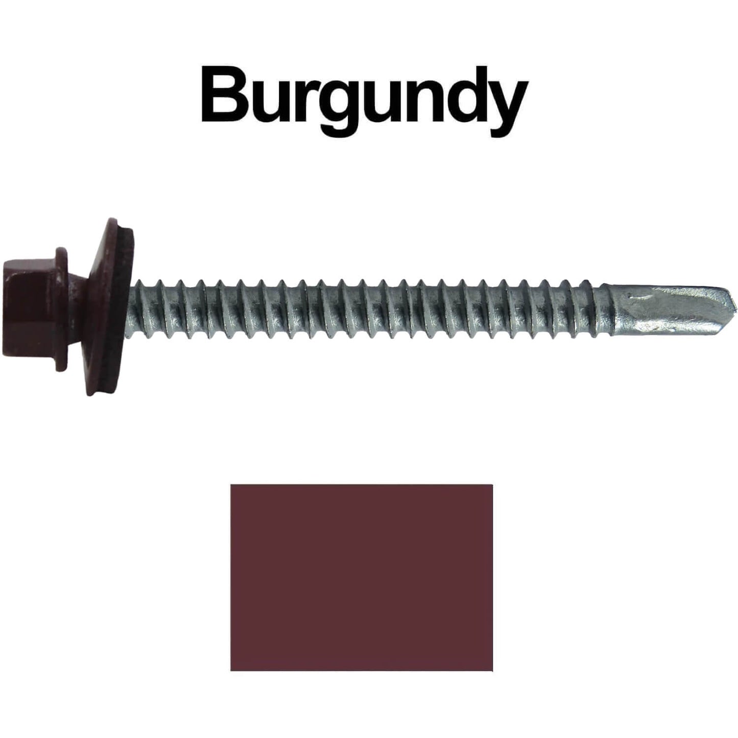 #12 X 3" Metal to Metal Type #3 Roofing Screws - Hex Washer Head - Self starting/self tapping - 5/8" EPDM washer. Colored head.