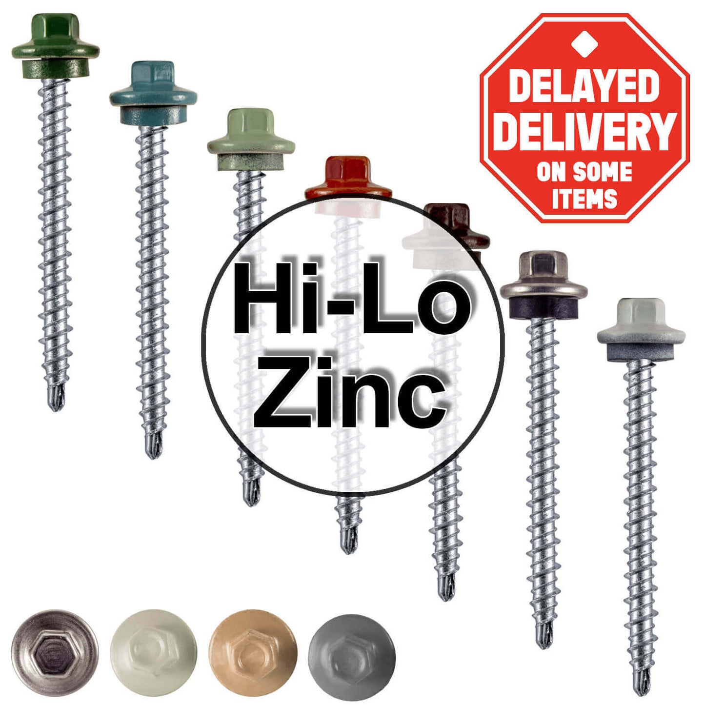#10 x 2" Stainless Steel Mini Driller Sheet Metal Roofing Screw - Hex Washer Cap - Self starting metal to wood siding screws - EPDM washer. Colored head.