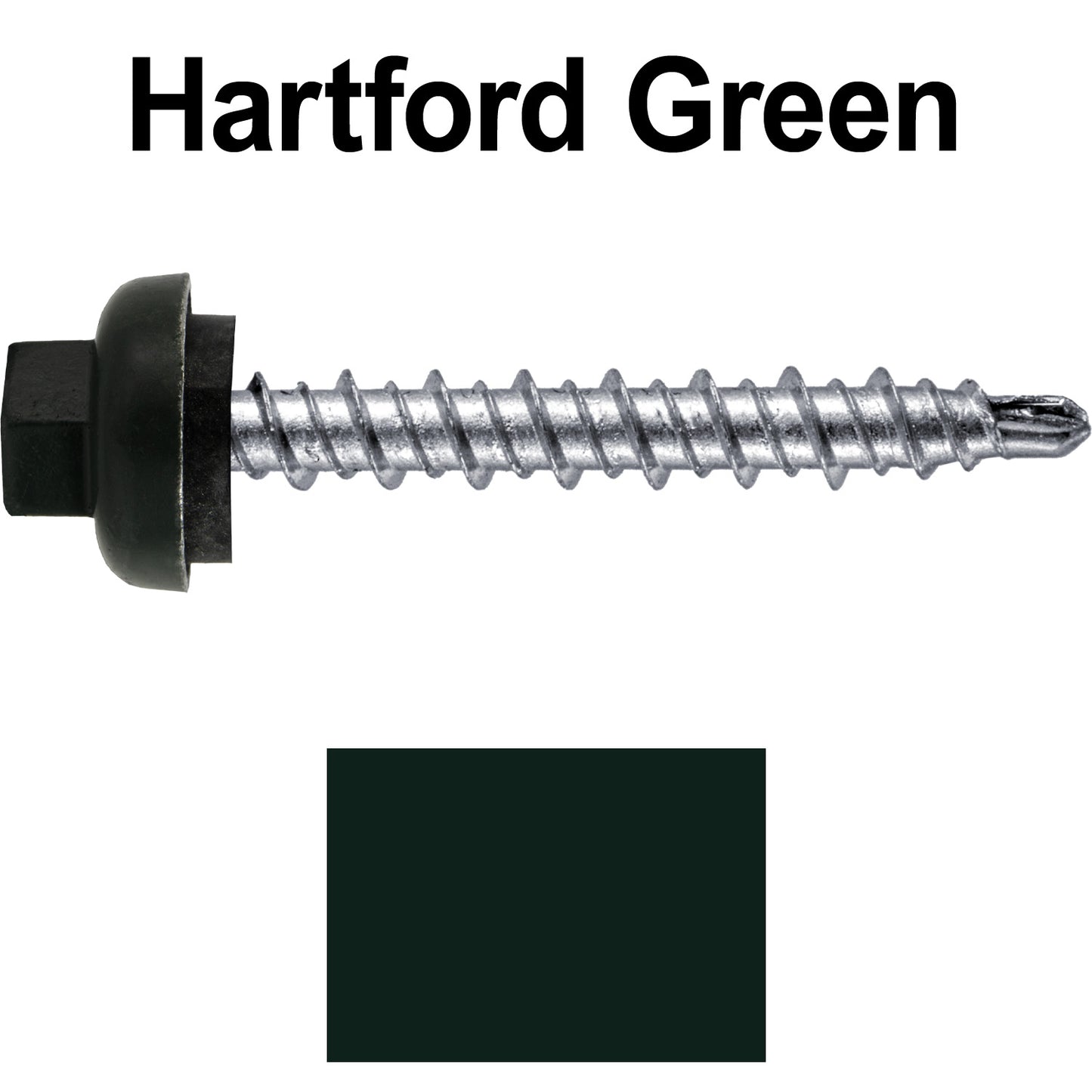 10 X 1-1/2” Zinc Aluminum Cap MINI-DRILLER Roofing Screws HI-LO THREAD Zinc Plated Carbon Steel Shank - EPDM Washer - Colored head