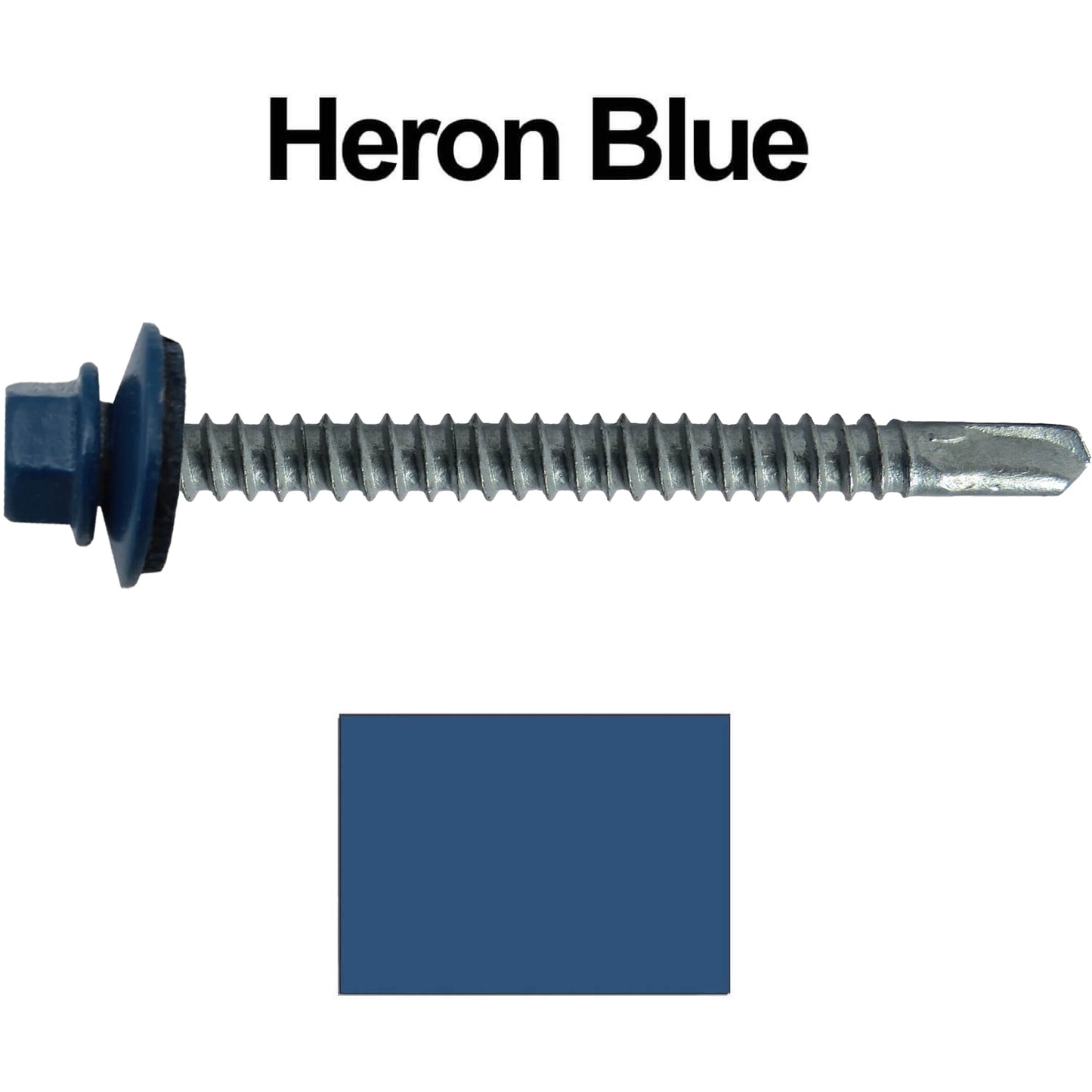 #12 X 3" Metal to Metal Type #3 Roofing Screws - Hex Washer Head - Self starting/self tapping - 5/8" EPDM washer. Colored head.