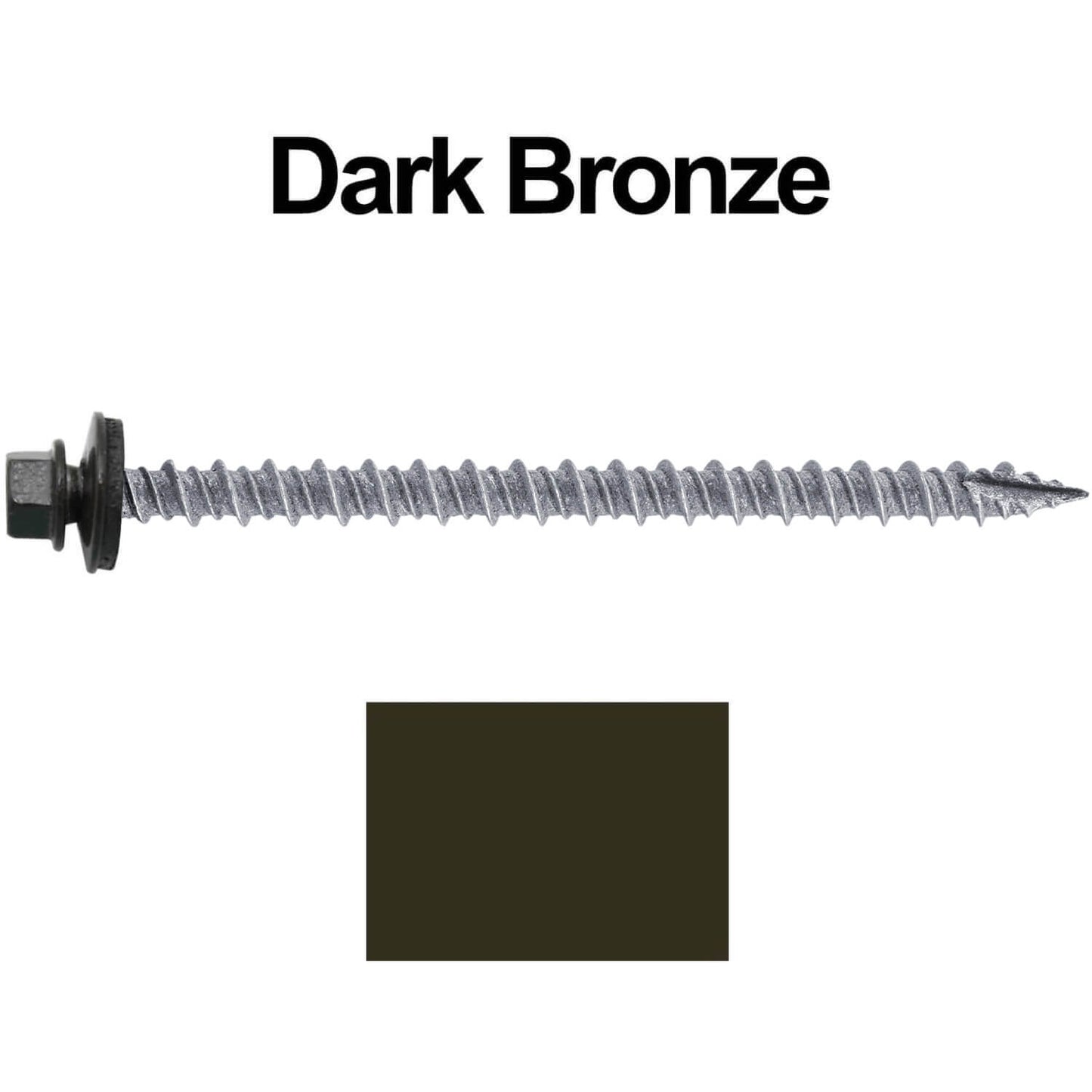 #10 x 3" Metal ROOFING SCREWS - Hex Washer Head - Self starting/self tapping - EPDM washer. Colored head.