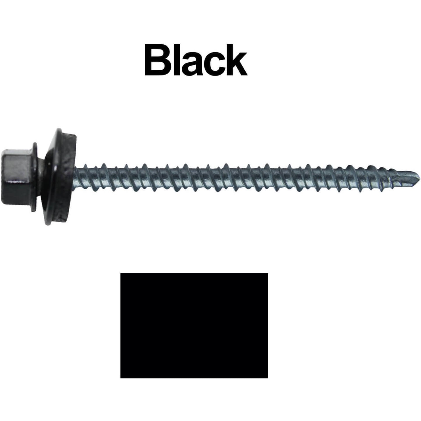 #10 x 3" Mini Driller Sheet Metal Roofing Screw - Hex Washer Head - Self starting metal to wood siding screws. EPDM washer. Colored head.