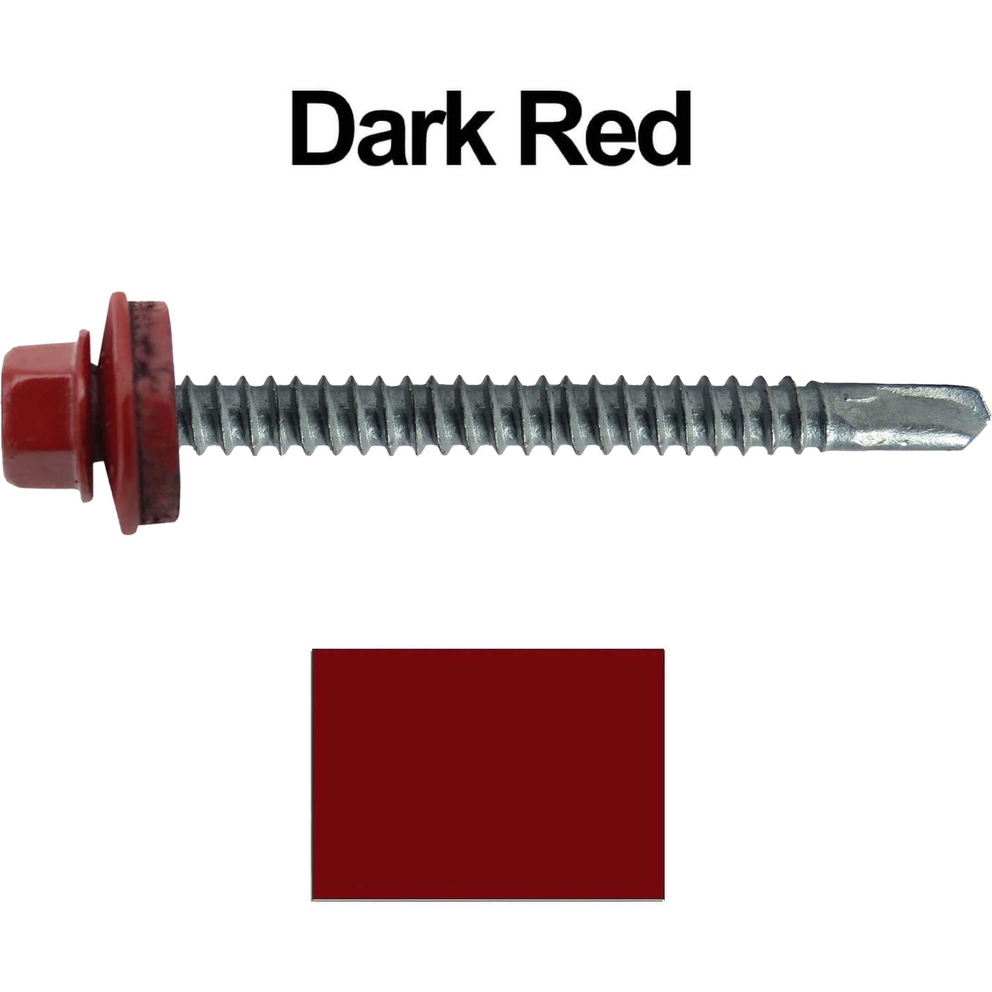 #12 X 3" Metal to Metal Type #3 Roofing Screws - Hex Washer Head - Self starting/self tapping - 5/8" EPDM washer. Colored head.