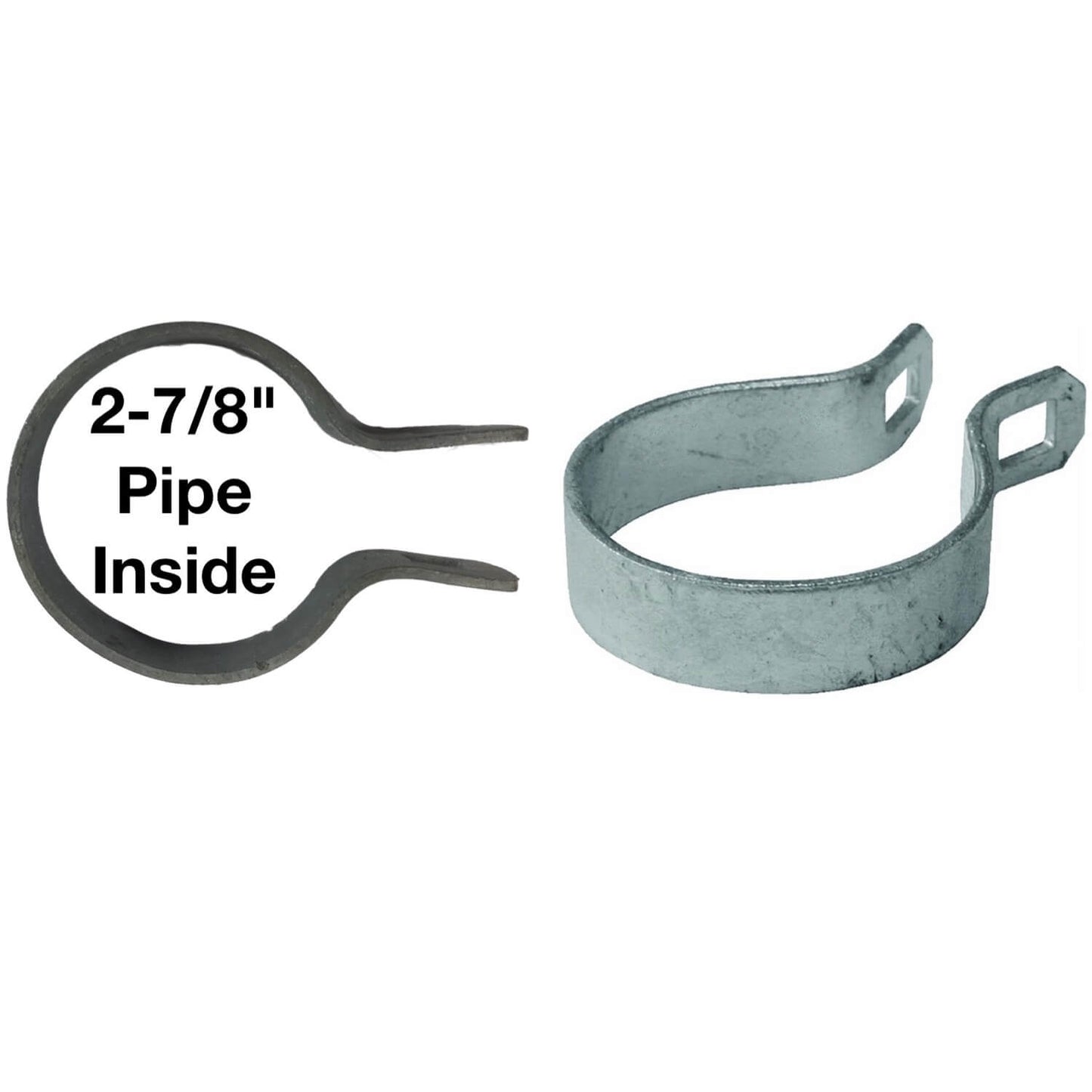 Brace Band for Chain Link Fence - Galvanized Chain Link Brace Band. Attach Rail Ends to terminal post, corner fence post, end fence post, gate fence post or gate frame