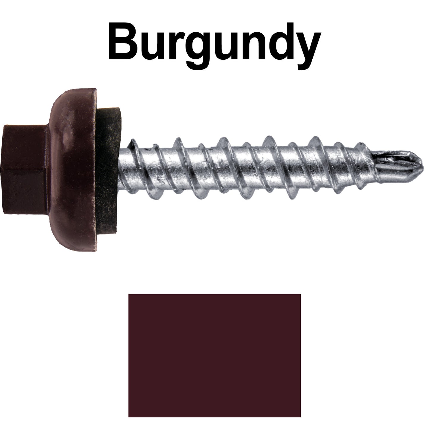 10 X 1" Zinc Aluminum Cap MINI-DRILLER Roofing Screws HI-LO THREAD Zinc Plated Carbon Steel Shank - EPDM Washer - Colored head