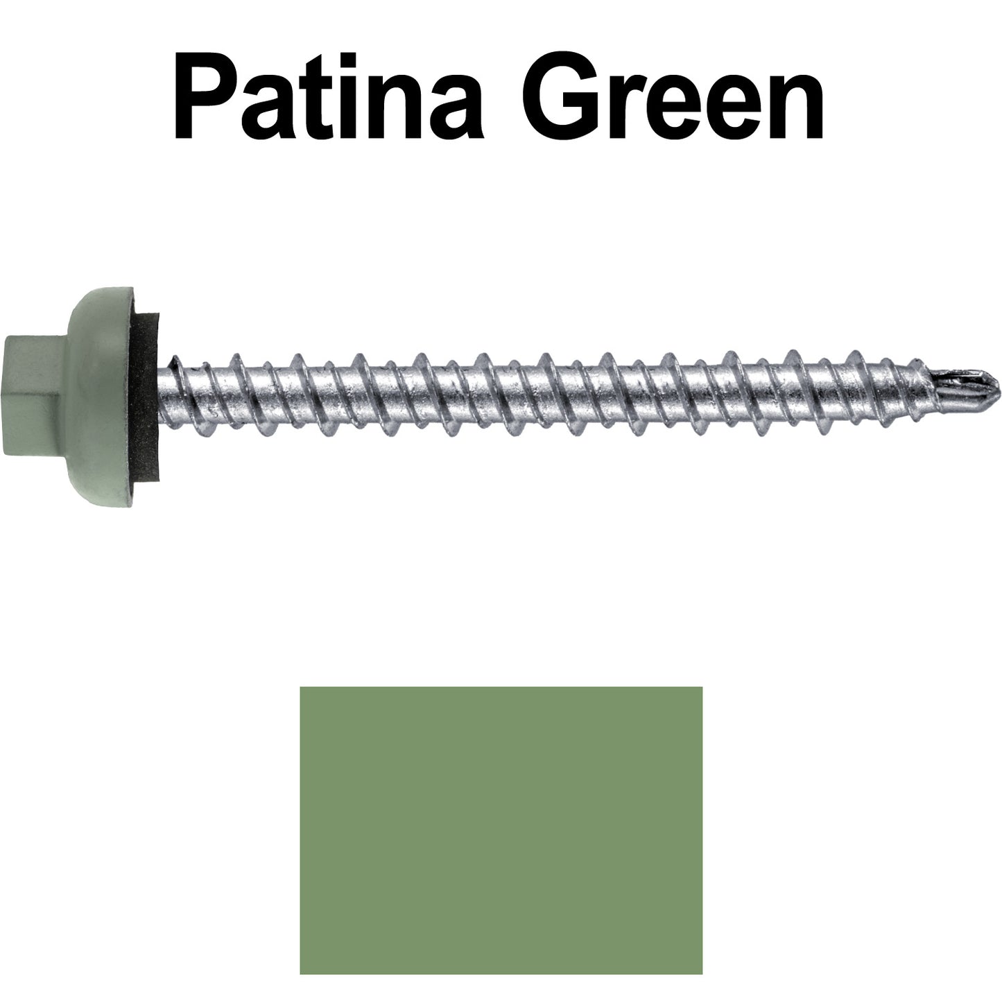 10 X 2” Zinc Aluminum Cap MINI-DRILLER Roofing Screws HI-LO THREAD Zinc Plated Carbon Steel Shank - EPDM Washer - Colored head