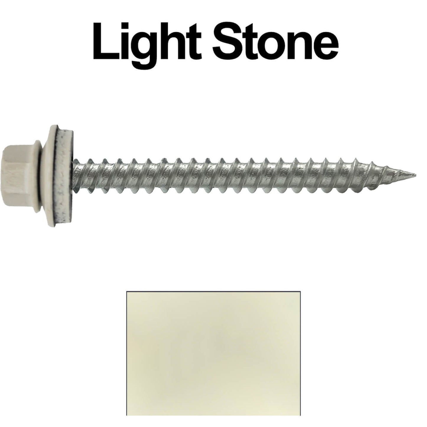 #9 x 2" Stainless Steel Metal Roofing Screws - Hex Washer Head - Self-Piercing (SP) tip metal to wood. EPDM washer. Colored head.
