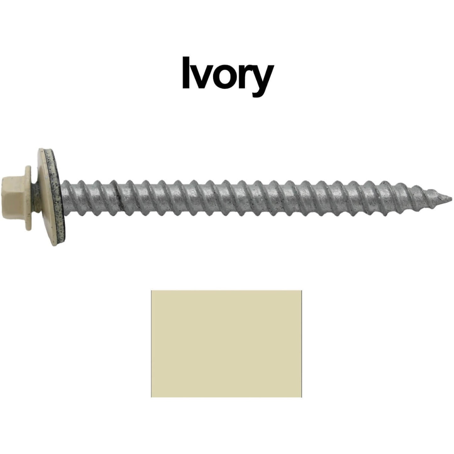 12 x 2-1/2" Metal ROOFING SCREWS - Hex Washer Head - Self starting/self tapping - EPDM washer. Colored head.