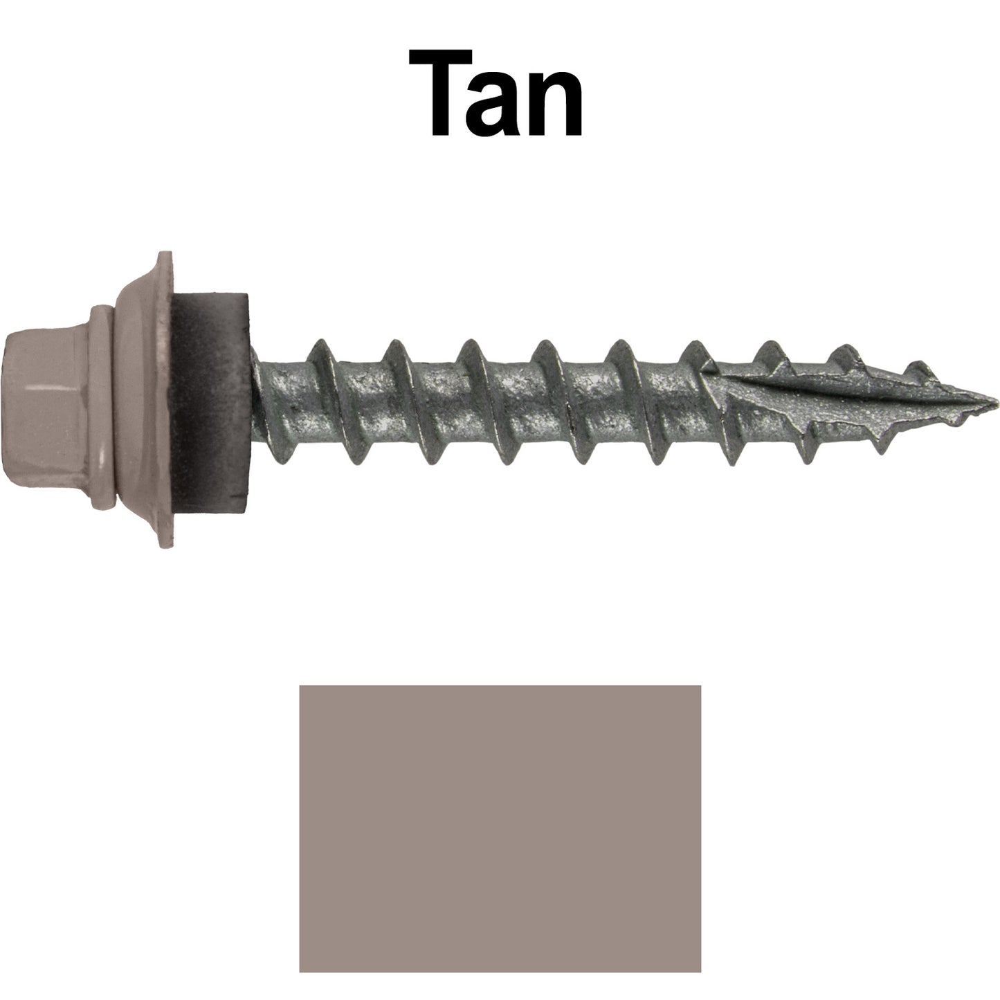 12 X 1-1/2" Metal Roofing Screws For OSB and Plywood - Galvanized Metal to Wood Type 17 Tip - 1/4" Hex Head - Assembled EPDM Washer