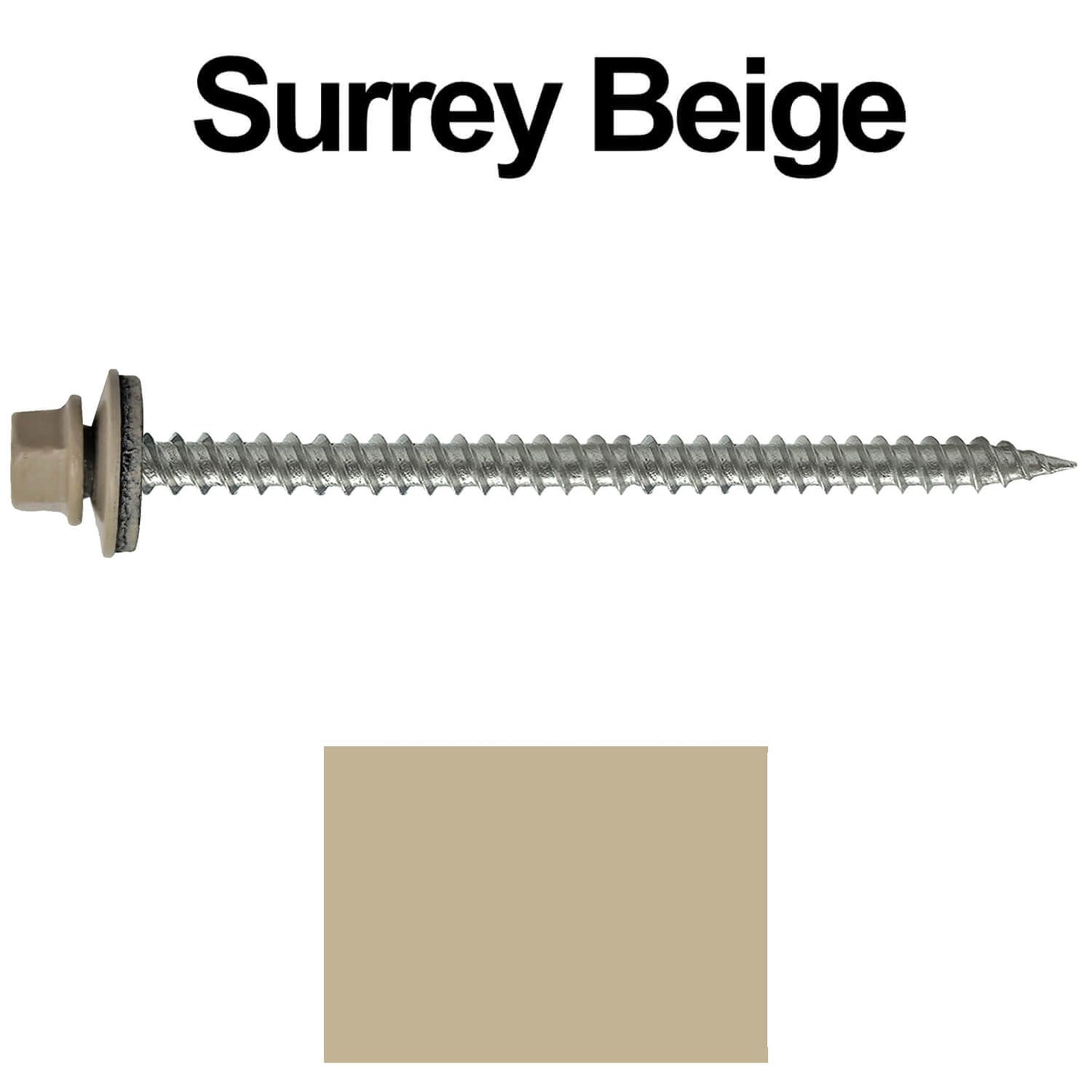 #9 x 3" Stainless Steel Metal Roofing Screws - Hex Washer Head - Self starting/self tapping - EPDM washer. Colored head.