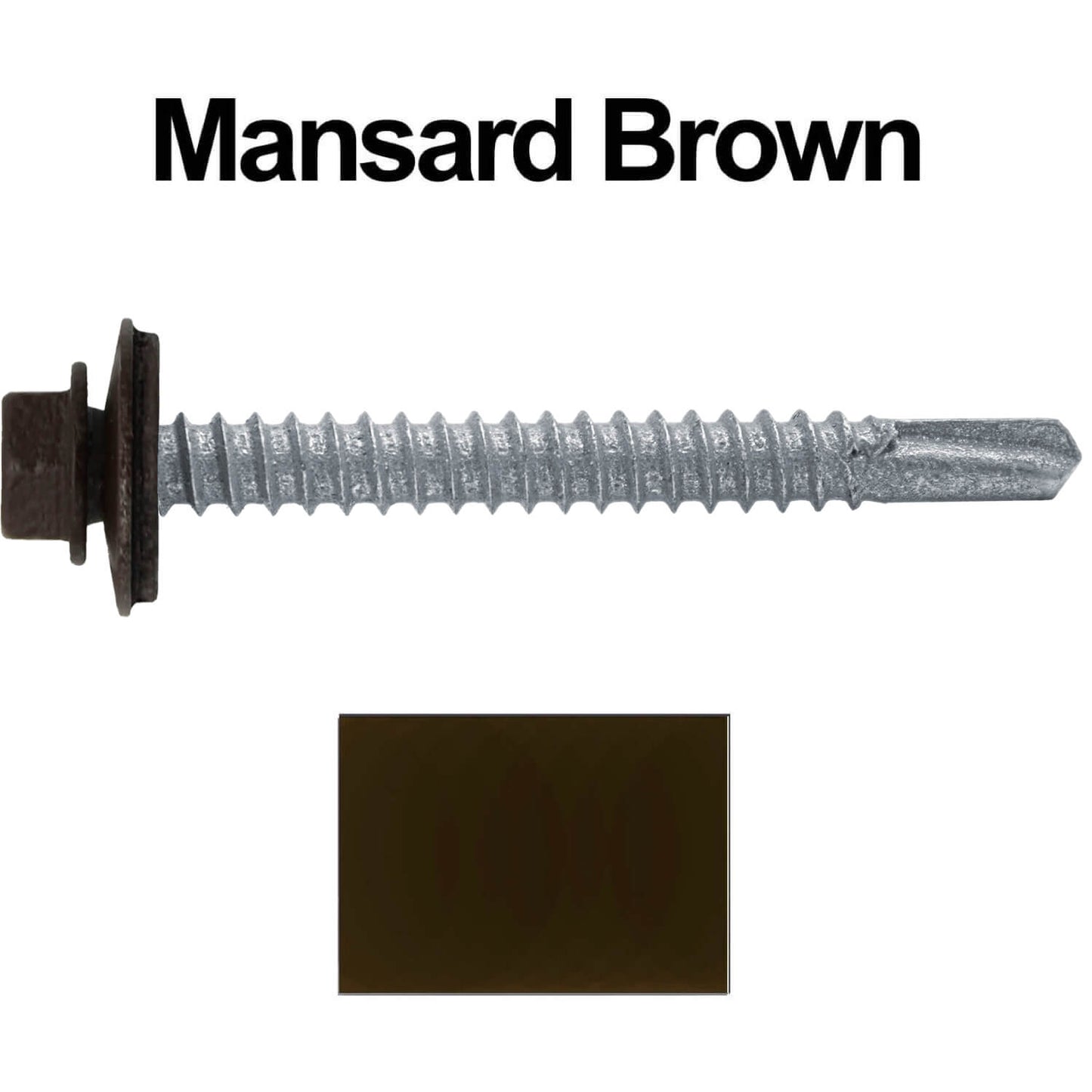 #12 x 2" Metal to Metal Type #3 Metal Roofing Screws - Hex Head Drill Point - 9/16" EPDM Washer.