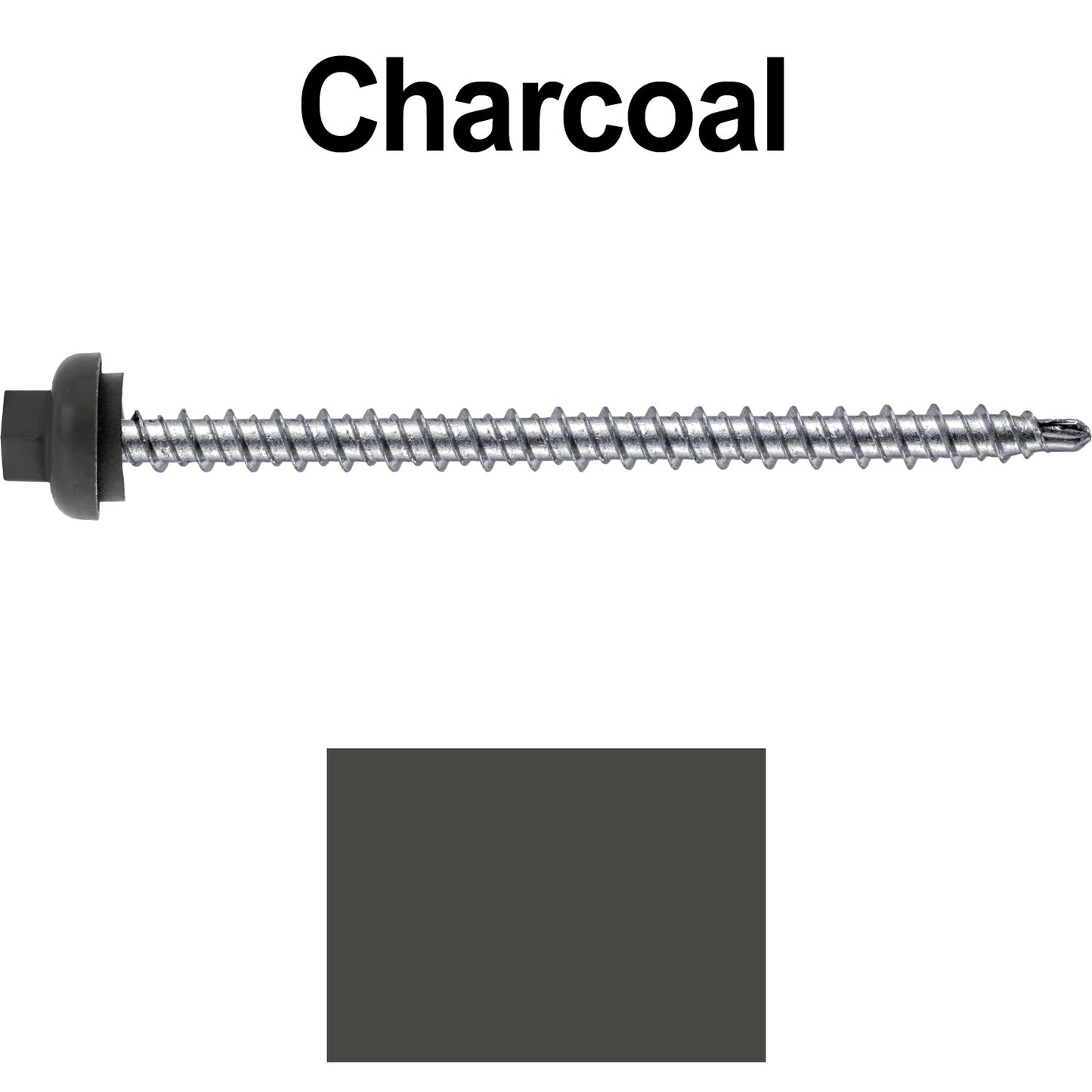 10 X 3" Zinc Aluminum Cap MINI-DRILLER Roofing Screws HI-LO THREAD Zinc Plated Carbon Steel Shank - EPDM Washer - Colored head