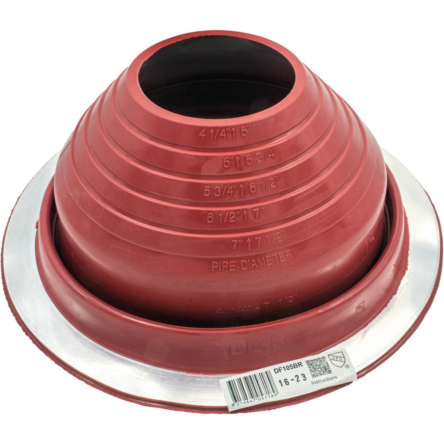 Dektite Round EPDM Pipe Flashings in Multiple Colors and Three Different Sizes. Continuous Service Temperature Ranges of -58F to 239F (EPDM)