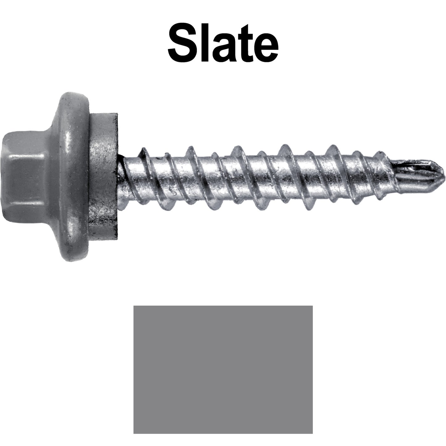 #10 x 1" Stainless Steel Mini Driller Sheet Metal Roofing Screw - Hex Washer Cap - Self starting metal to wood siding screws - EPDM washer. Colored Head.