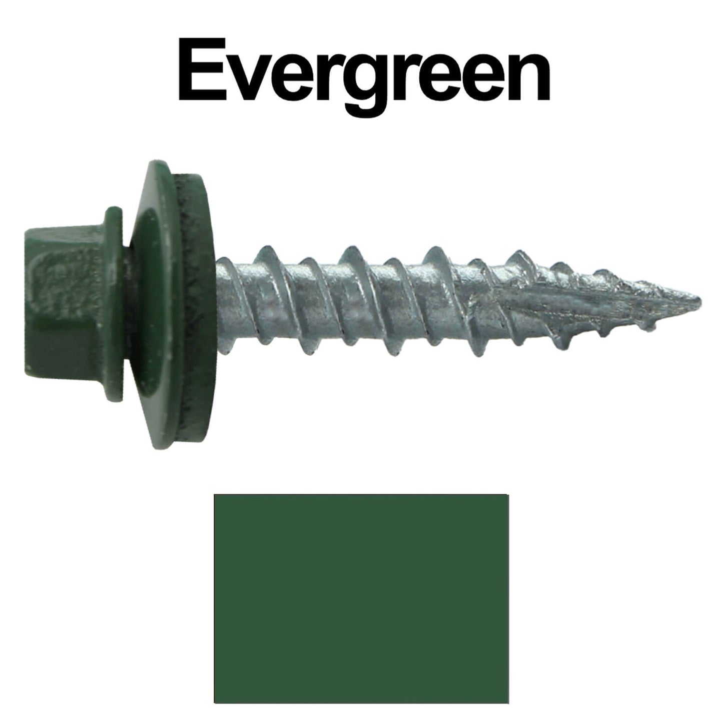 #10 x 1" Metal ROOFING SCREWS - Hex Washer Head - Self starting/self tapping - EPDM washer. Colored head.