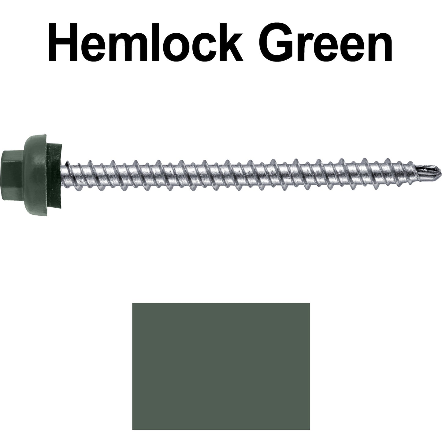 10 X 2-1/2" Zinc Aluminum Cap MINI-DRILLER Roofing Screws HI-LO THREAD Zinc Plated Carbon Steel Shank - EPDM Washer - Colored head