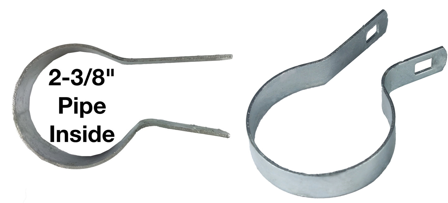 Tension Band for Chain Link Fence - Manufactured from Galvanized Steel to Prevent Rust. Tension Bands Wrap Around the Pipe on the Fence and Attach to a Tension Bar Holding the Chain Link Mesh