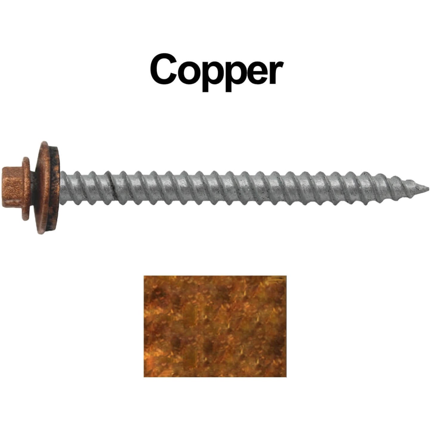12 x 2-1/2" Metal ROOFING SCREWS - Hex Washer Head - Self starting/self tapping - EPDM washer. Colored head.