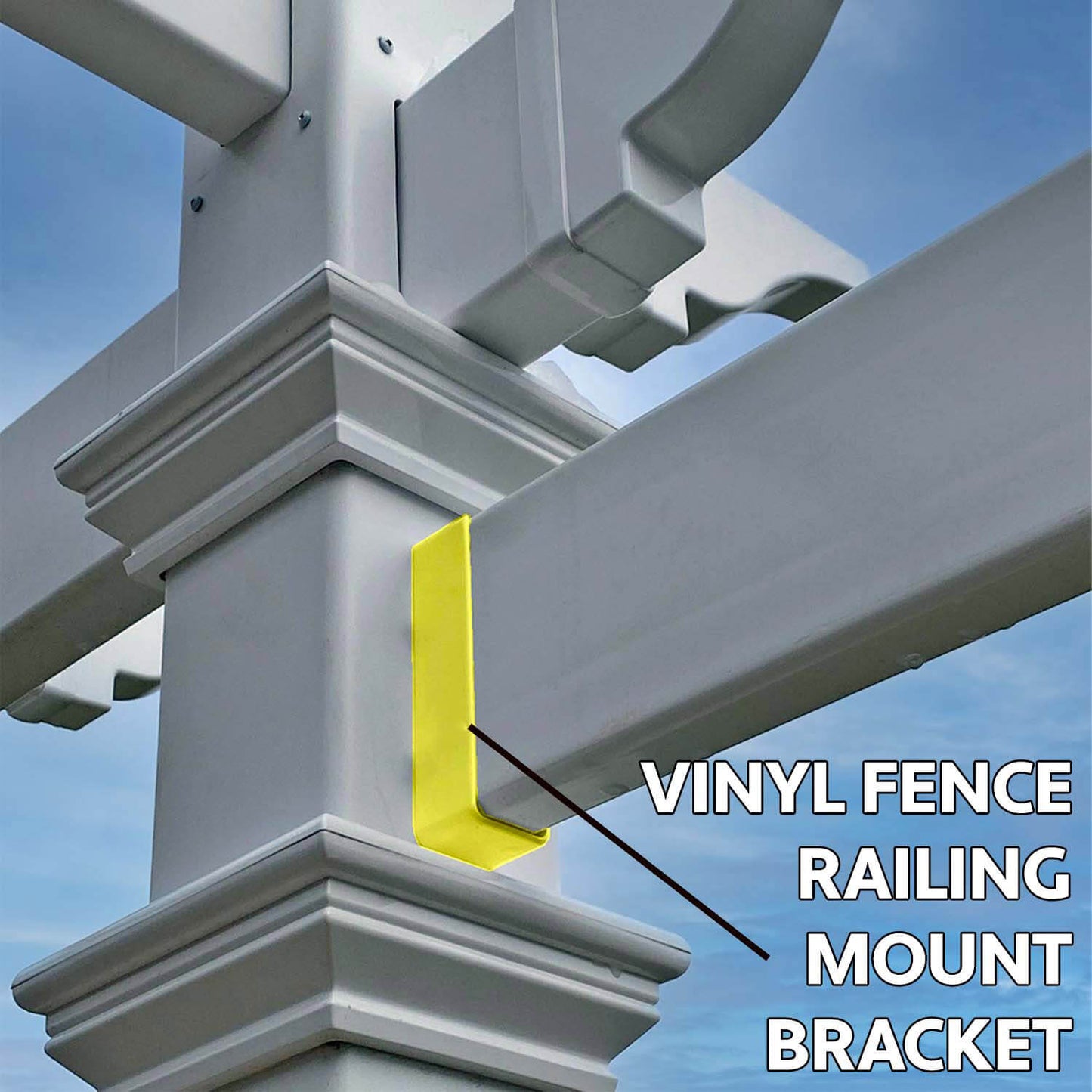 WHITE VINYL FENCE RAIL MOUNTING BRACKET