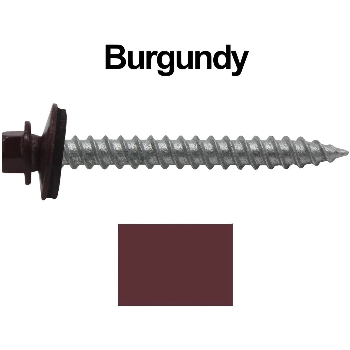 #12 x 2" RE-GRIP METAL ROOFING SCREWS - Hex Washer Head - Self starting/self tapping - EPDM washer. Colored head.