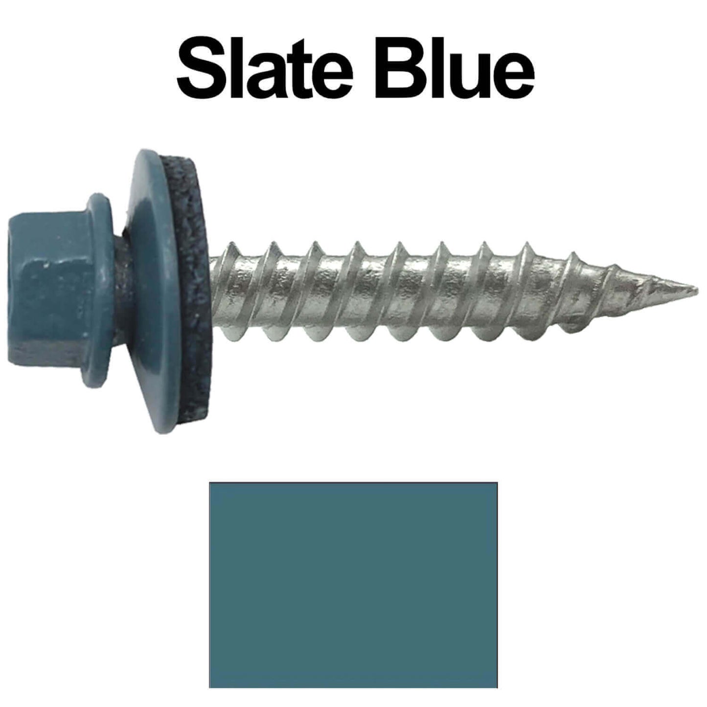 #9 x 1" Stainless Steel Metal Roofing Screws - Hex Washer Head - Self-Piercing (SP) tip metal to wood siding screws. EPDM washer. Colored head.