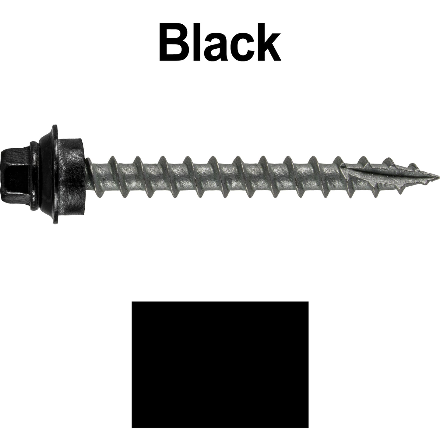 12 X 2" Metal Roofing Screws For OSB and Plywood - Galvanized Metal to Wood Type 17 Tip - 1/4" Hex Head - Assembled EPDM Washer