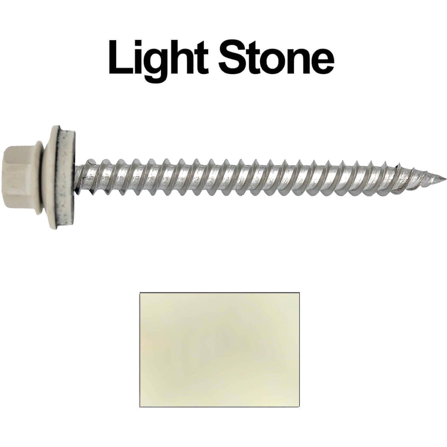 12 x 2-1/2" Stainless Steel Metal Roofing Screw - Hex Washer Head - Self starting/self tapping - EPDM washer. Colored head.