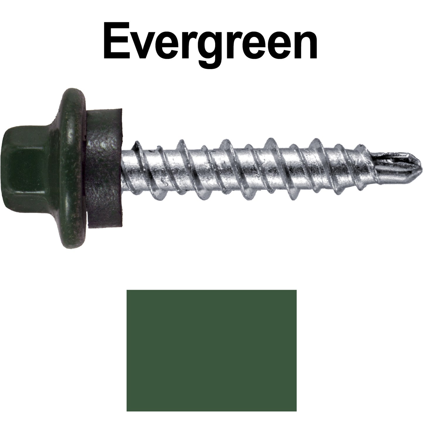 #10 x 1" Stainless Steel Mini Driller Sheet Metal Roofing Screw - Hex Washer Cap - Self starting metal to wood siding screws - EPDM washer. Colored Head.