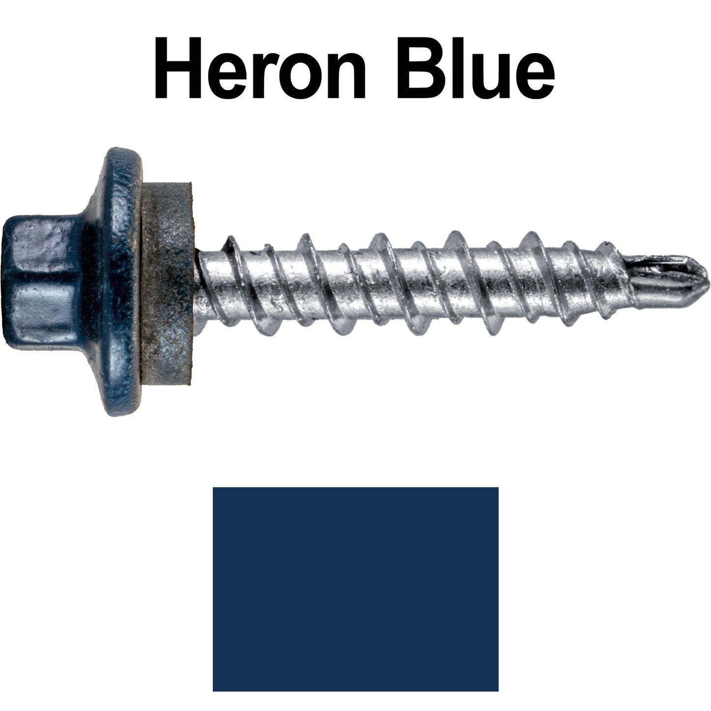 #10 x 1" Stainless Steel Mini Driller Sheet Metal Roofing Screw - Hex Washer Cap - Self starting metal to wood siding screws - EPDM washer. Colored Head.