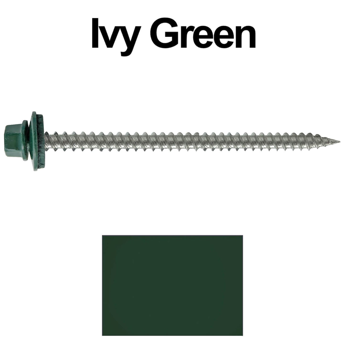 #9 x 3" Stainless Steel Metal Roofing Screws - Hex Washer Head - Self starting/self tapping - EPDM washer. Colored head.