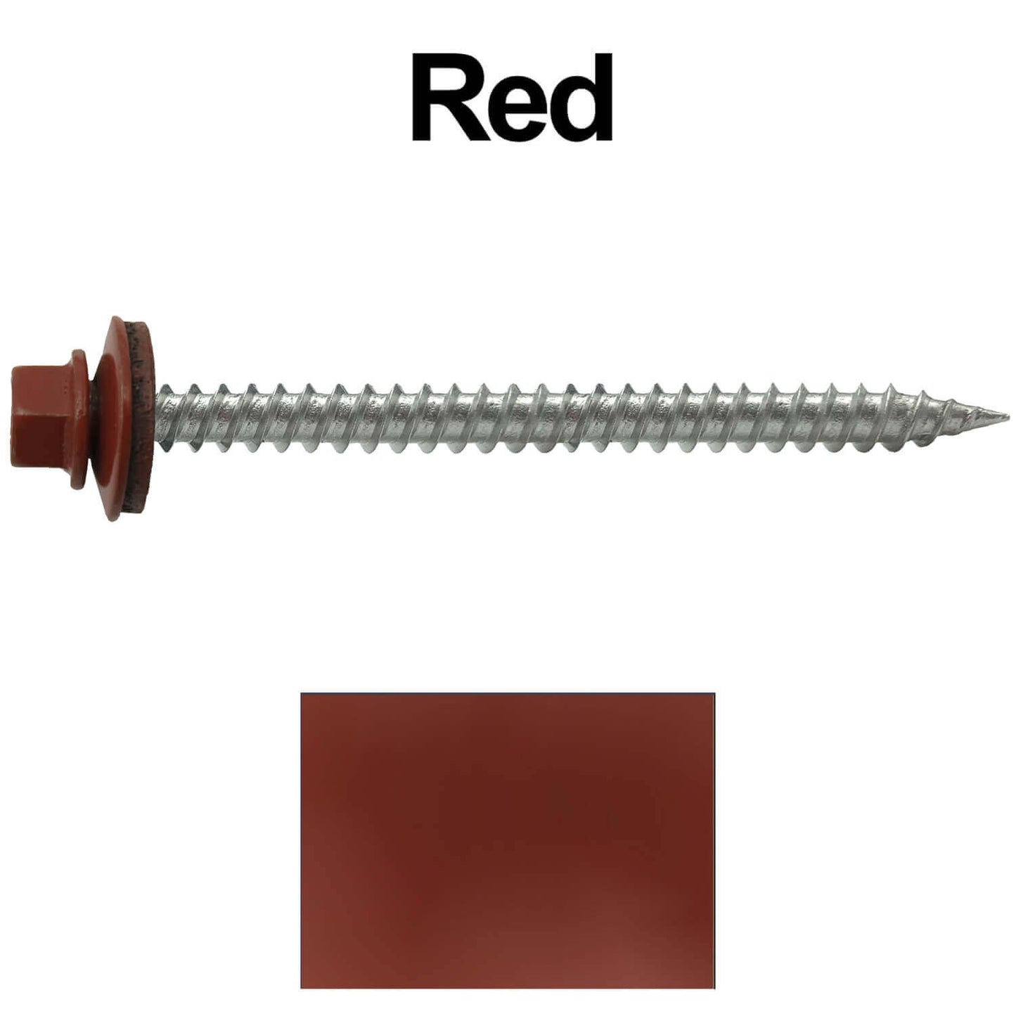 9 x 2-1/2" - Stainless Steel Metal Roofing Screws - Hex Washer Head - Self starting metal to wood siding screws. EPDM washer. Colored head.