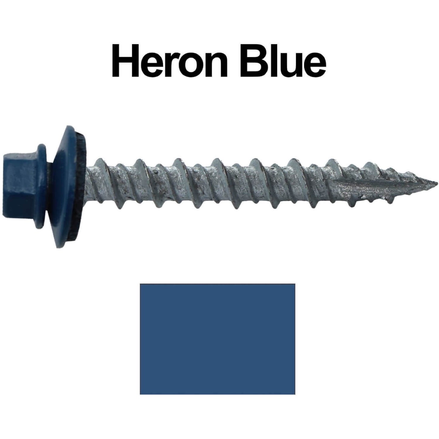 #10 x 1-1/2" Metal ROOFING SCREWS - Hex Washer Head - Self starting/self tapping - EPDM washer. Colored head.