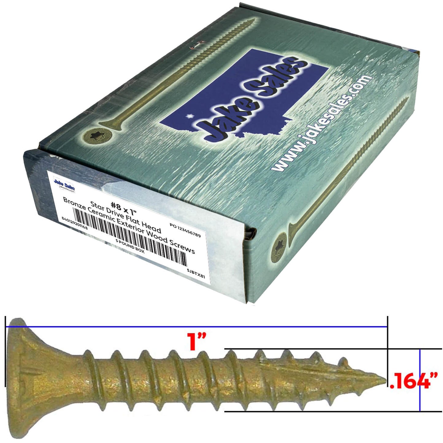 #8 x 3/4" - 2" Bronze Exterior Coated Wood Screw Torx/Star Drive Head - Multipurpose Exterior Coated Torx/Star Drive Wood Screws