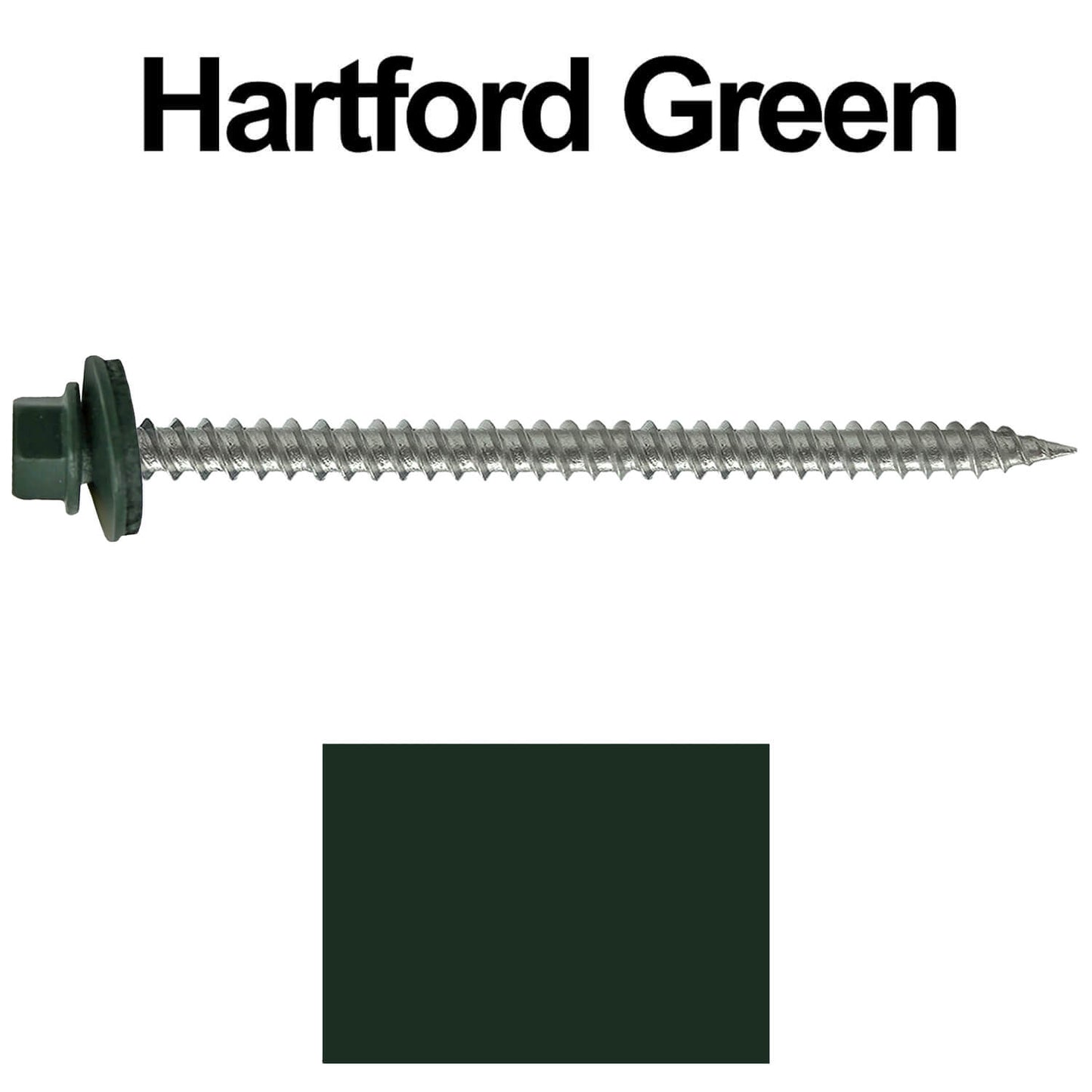 #9 x 3" Stainless Steel Metal Roofing Screws - Hex Washer Head - Self starting/self tapping - EPDM washer. Colored head.