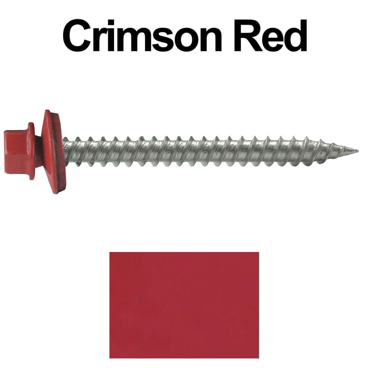 #9 x 2" Stainless Steel Metal Roofing Screws - Hex Washer Head - Self-Piercing (SP) tip metal to wood. EPDM washer. Colored head.