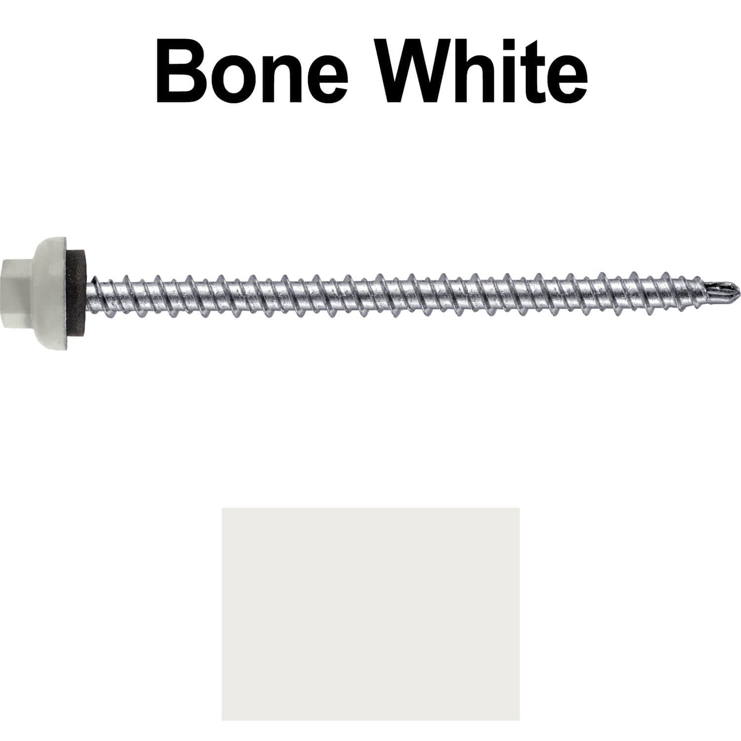 10 X 3" Zinc Aluminum Cap MINI-DRILLER Roofing Screws HI-LO THREAD Zinc Plated Carbon Steel Shank - EPDM Washer - Colored head