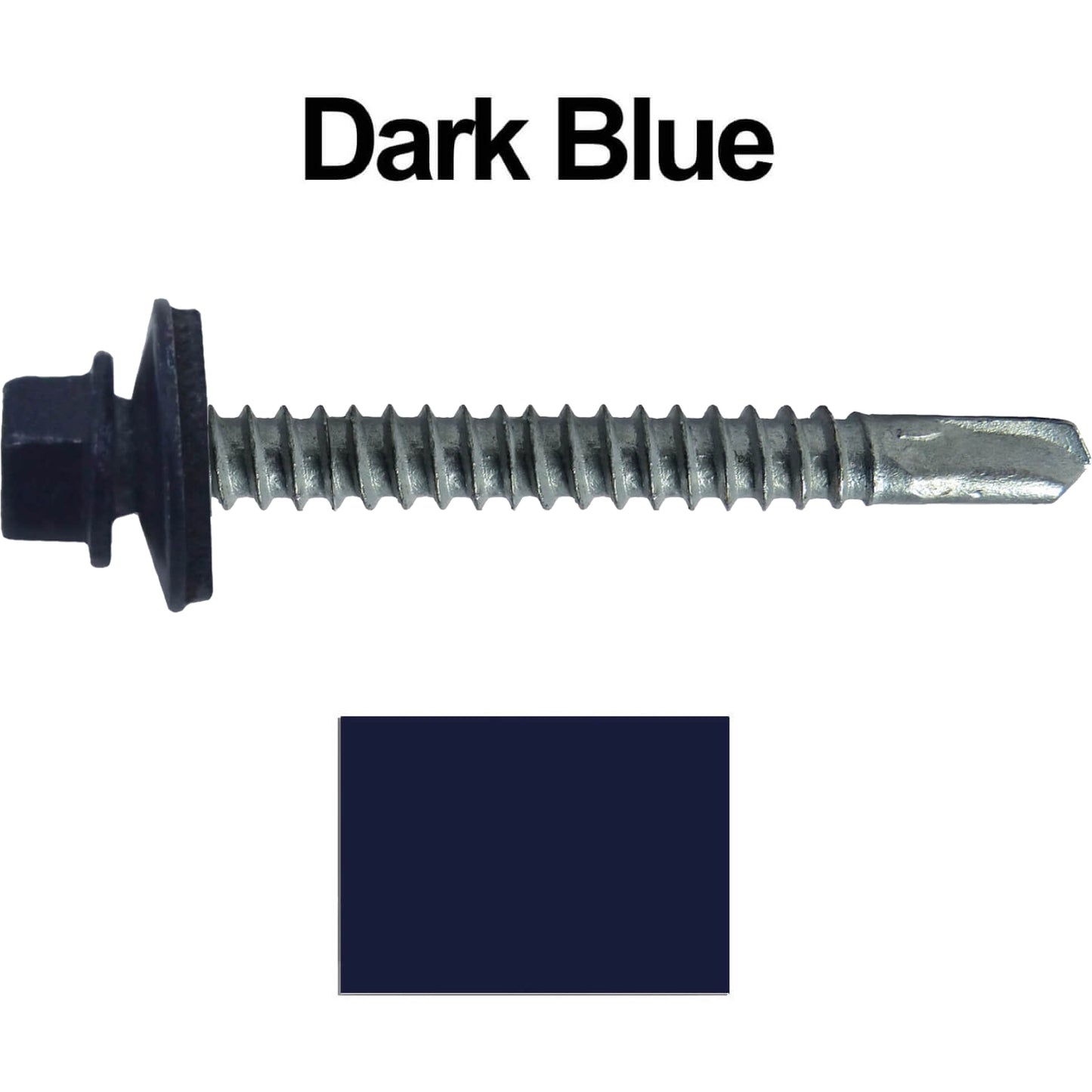 #12 x 2-1/2" Metal to Metal Type #3 Metal Roofing Screws - Hex Head Drill Point - 9/16" EPDM Washer. Colored head.