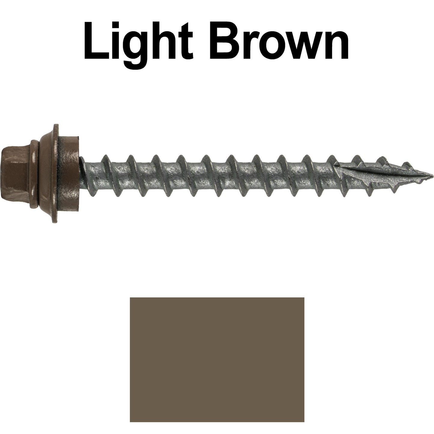 12 X 2" Metal Roofing Screws For OSB and Plywood - Galvanized Metal to Wood Type 17 Tip - 1/4" Hex Head - Assembled EPDM Washer