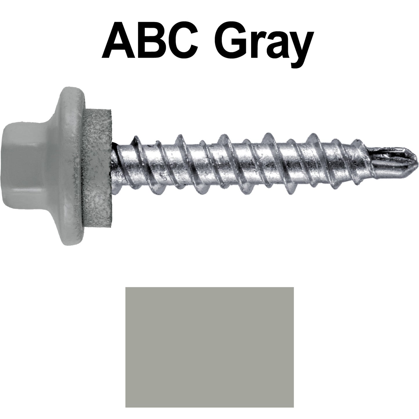 #10 x 1" Stainless Steel Mini Driller Sheet Metal Roofing Screw - Hex Washer Cap - Self starting metal to wood siding screws - EPDM washer. Colored Head.