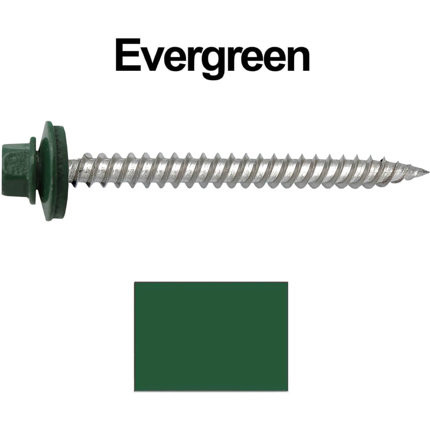 12 x 2-1/2" Stainless Steel Metal Roofing Screw - Hex Washer Head - Self starting/self tapping - EPDM washer. Colored head.